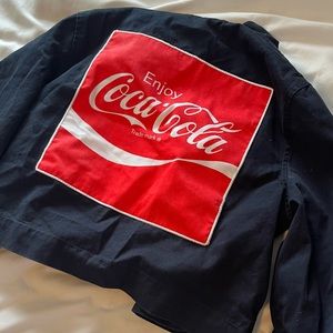 jacket slightly cropped zip up coca-cola jacket